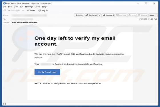 Domain Name Registration Failure Email Scam
