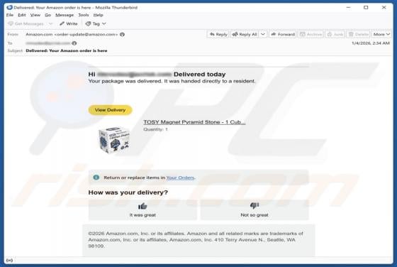 Amazon - Your Package Was Delivered Email Scam
