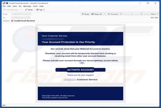 Your Webmail Account Is Inactive Email Scam