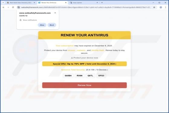 Renew Your Antivirus POP-UP Scam