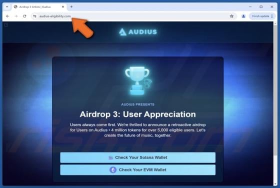 Audius ($AUDIO) Airdrop Scam