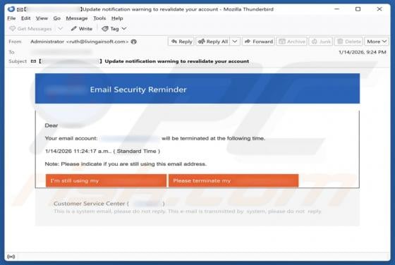 Email Security Reminder Scam