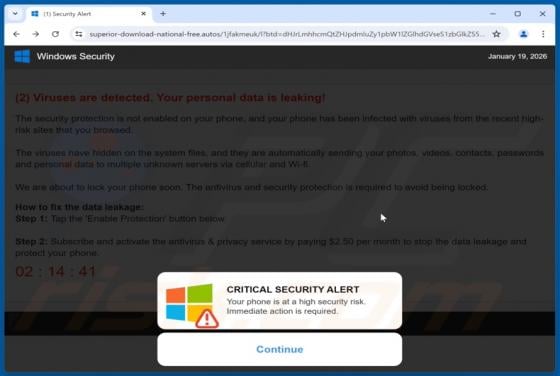 Critical Security Alert POP-UP Scam