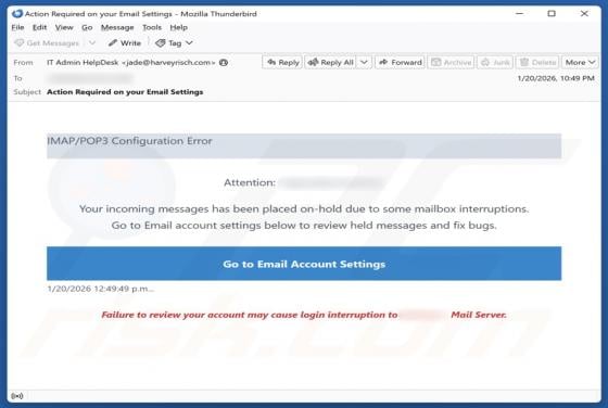 IMAP/POP3 Configuration Error Email Scam