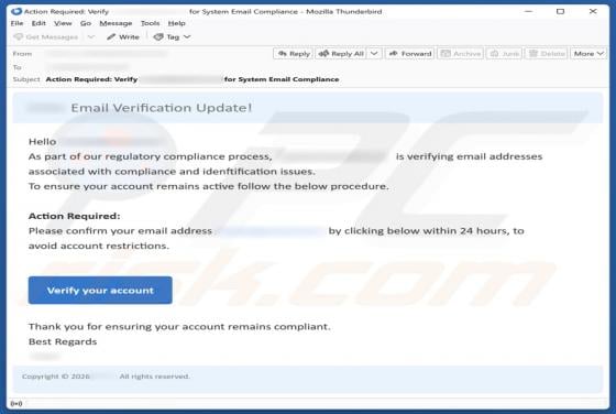 Email Verification Update Scam