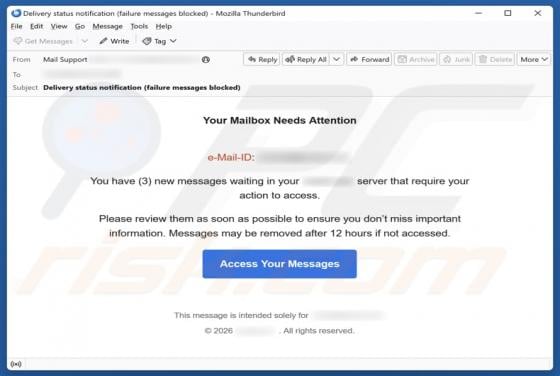 Your Mailbox Needs Attention Email Scam
