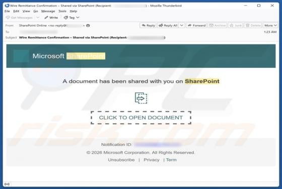 Document Has Been Shared With You On SharePoint Email Scam
