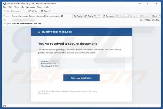You\'ve Received A Secure Document Email Scam