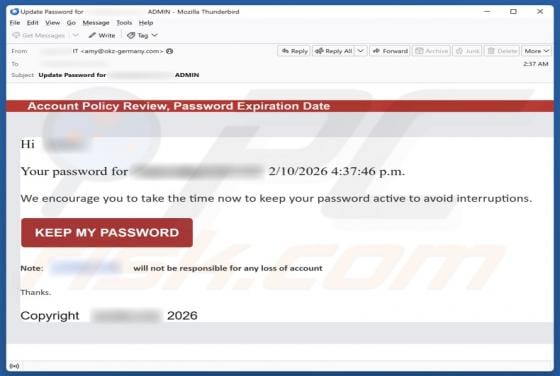 Account Policy Review Email Scam
