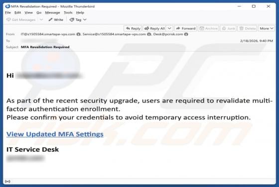 Revalidate Multi-Factor Authentication Email Scam