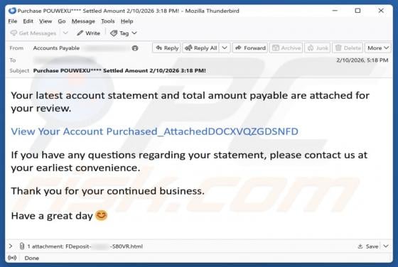 Latest Account Statement And Total Amount Payable Email Scam