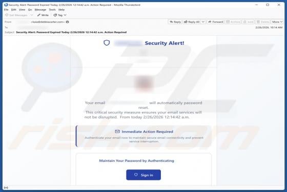 Email Will Automatically Password Reset Scam