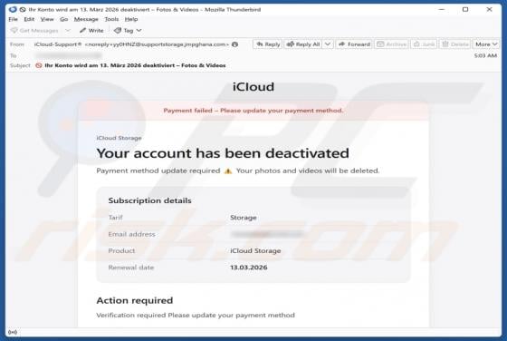 iCloud - Updated Payment Method Email Scam