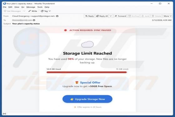 Storage Limit Reached Email Scam