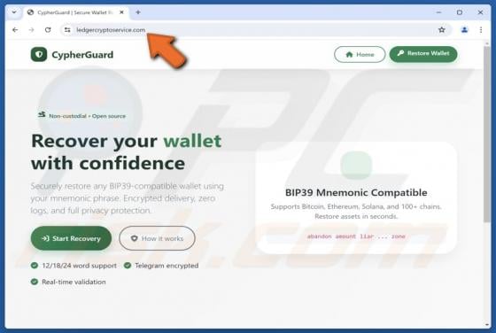 Fake CypherGuard Cryptowallet Recovery Tool Scam
