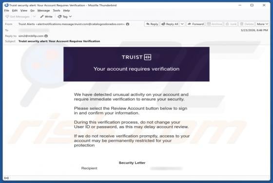 Truist - Account Requires Verification Email Scam