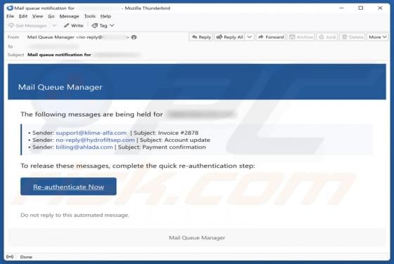 Mail Queue Manager Email Scam