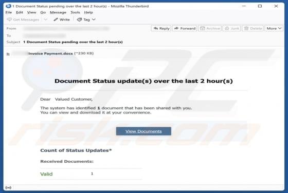 Document Status Update Email Scam