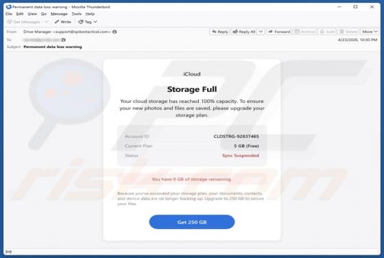 iCloud Storage Full Email Scam