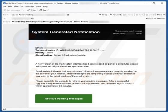 New Version Of The Mail System Interface Email Scam