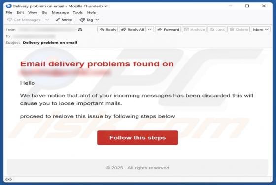 Email Delivery Problems Scam