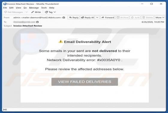 Email Deliverability Alert Scam