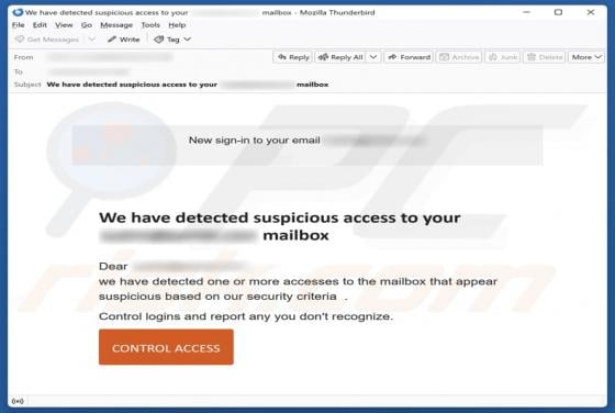 Suspicious Access To Your Mailbox Scam