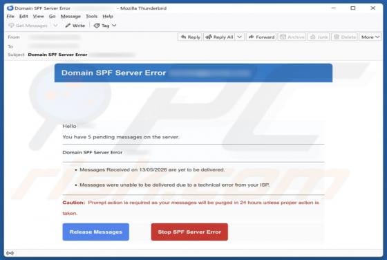 Domain SPF Server Error Email Scam