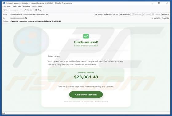 Funds Secured Email Scam
