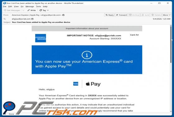 American Express Added To Apple Pay Email Scam