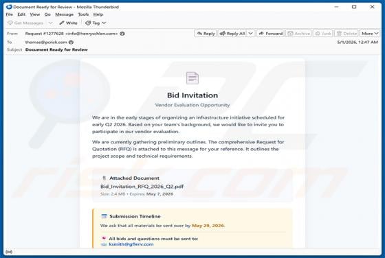 Vendor Evaluation Email Scam