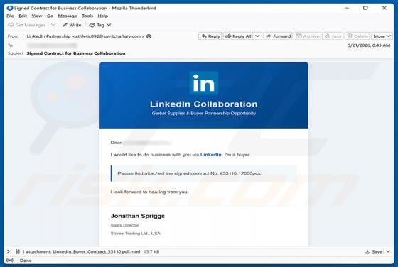 LinkedIn Collaboration Email Scam