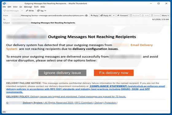 Outgoing Messages Not Reaching Recipients Email Scam