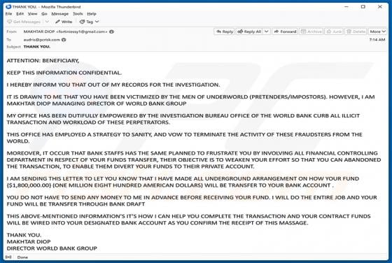 You Have Been Victimized By The Men Of Underworld Email Scam