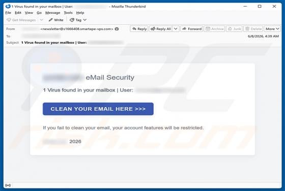 Virus Found In Your Mailbox Email Scam
