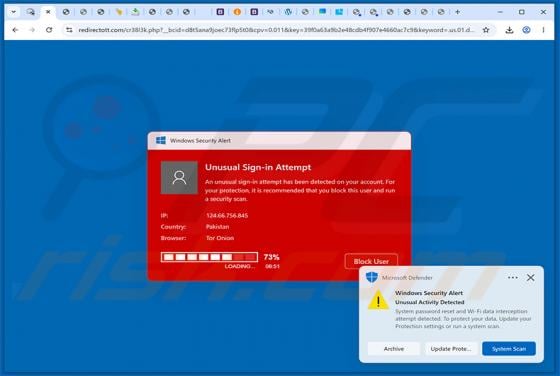 Unusual Sign-in Attempt POP-UP Scam