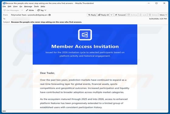 Polymarket Member Access Invitation Email Scam