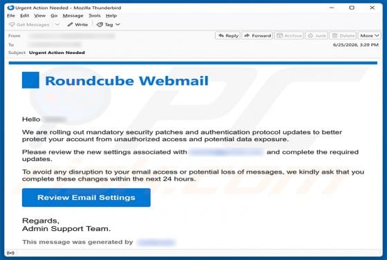 Roundcube Security Patches Email Scam