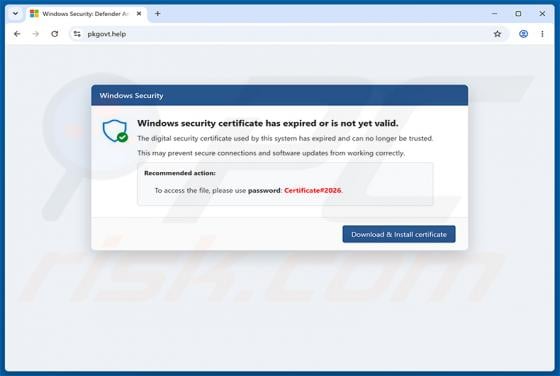 Windows Security Certificate Expired/Invalid POP-UP Scam