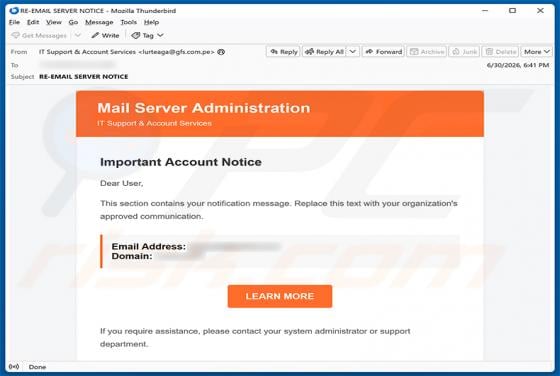 Mail Server Administration Scam