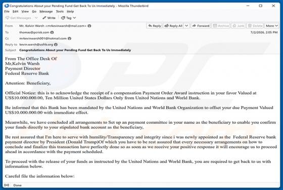 Payment Order Award Email Scam