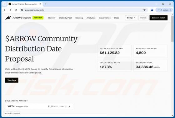 Arrow Finance ($ARROW) Vote Rewards Scam