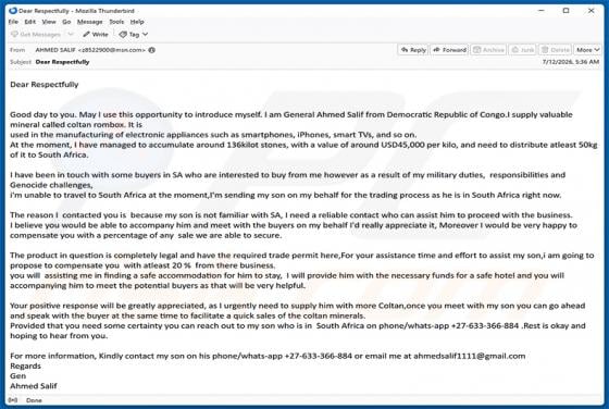 Business Accompany Email Scam
