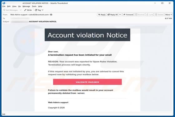 Account Violation Notice Email Scam