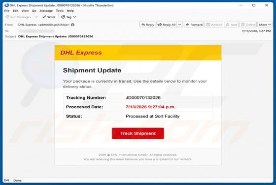 DHL Express Shipment Update Email Scam