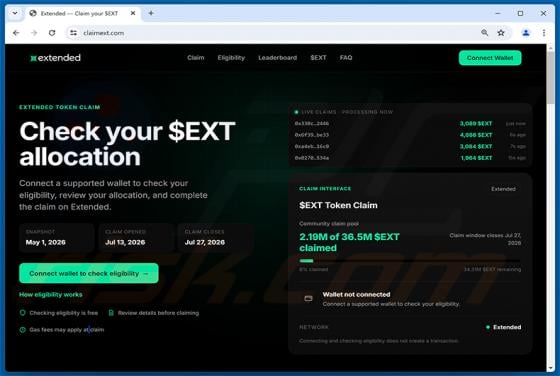 Extended ($EXT) Allocation Scam