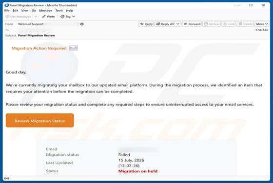 Migration Action Required Email Scam