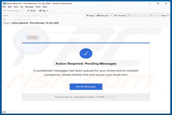 Confidential Messages Queued Email Scam