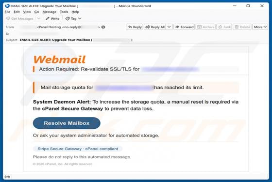 cPanel - Re-validate SSL/TLS Email Scam
