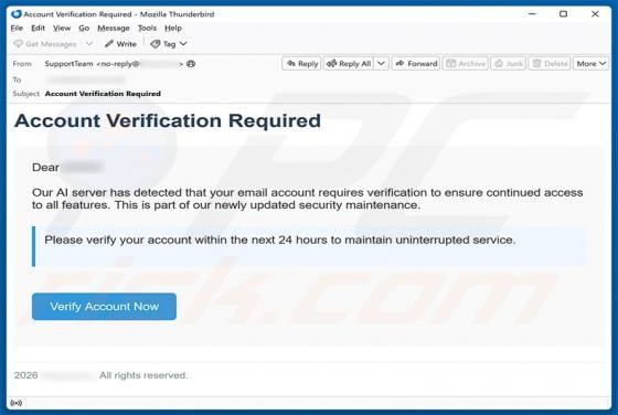 AI Detected That Your Email Account Requires Email Scam